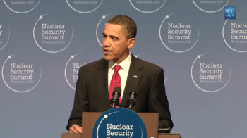 English: President Obama speaking at the Nucle...